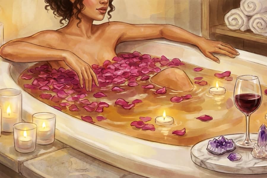 Woman enjoying a spa date with herself