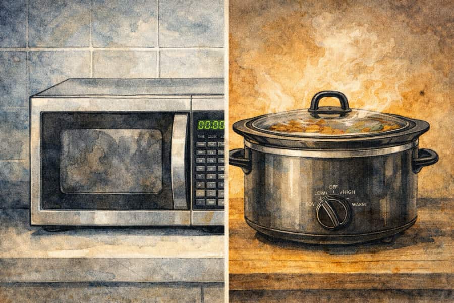 spit image of a microwave and a crockpot