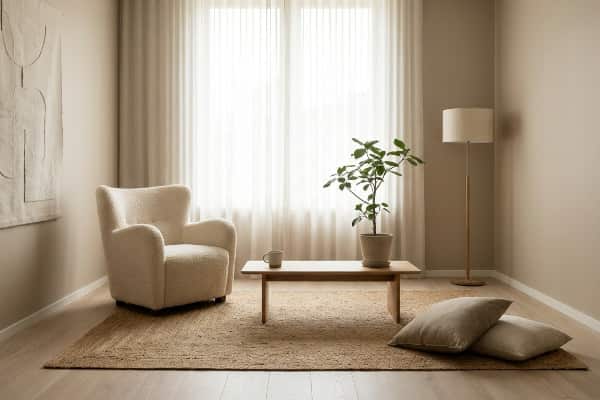 Calm, minimalist space suggesting emotional safety and reflection.