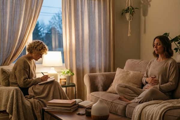 A couple practicing individual emotional regulation before reconnecting