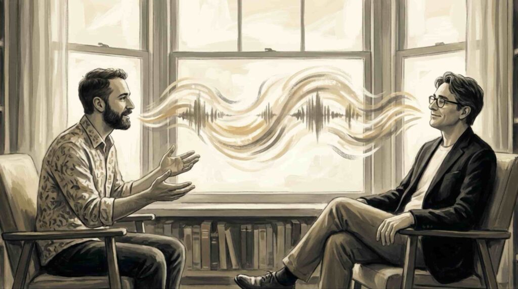 Two partners practicing deep listening, creating emotional safety and connection.